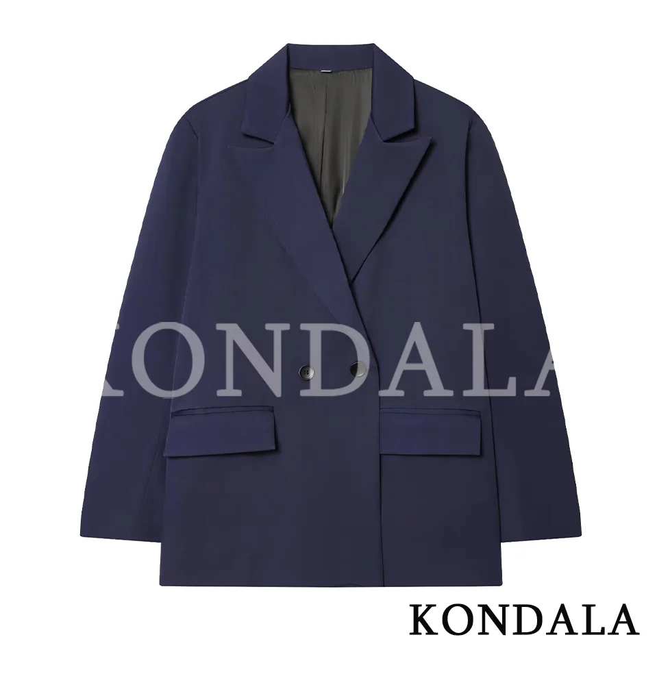 KONDALA Elegante Pendelen Double-Breasted Blazer Vrouwen Vintage Bruine Knoppen Blazer 2026 Lente Zomer Trendy Kantoor Dame Blazer