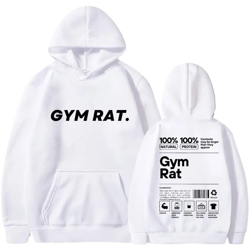 Gym Rat Muscle Mommy Letter Print Sweatshirt Men Women 2024 Funny Bodybuilding Sportswear Hoodies Winter Fleece Hooded Pullover