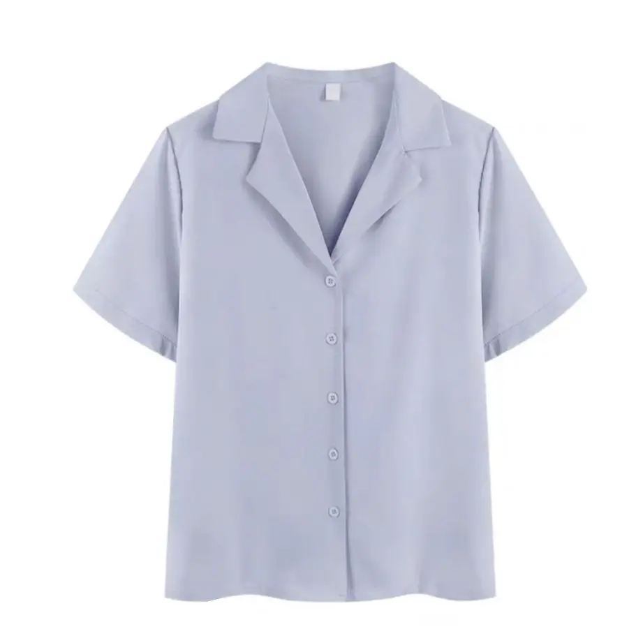 Verão casual moda coreana botões soltos único breasted cor sólida manga curta brilhante fácil perto das pessoas selvagem popular