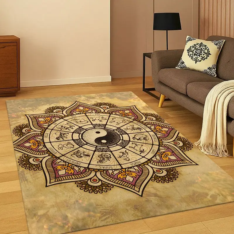 Yin Yang Symbol Chinese Tai Chi Carpet Rug for Bedroom Living Room Sofa Playroom Doormat Home Decor, Game Area Rug Non-slip