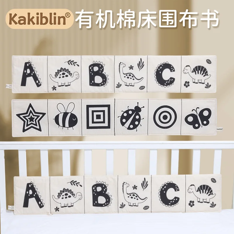 

Детская сенсорная тканевая книга, высококонтрастные детские игрушки, игрушки для кроватки новорожденных, черно-белые тканевые книги с животными, игрушки Монтессори для детей 0-36 месяцев