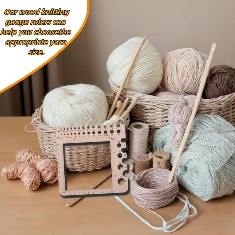 /Vly/Knitting Needle Gauge Square Ruler Embroidery Thread Bobbins Floss For Spinners Yarn Measuring Tools Sewing Supplies Wood
