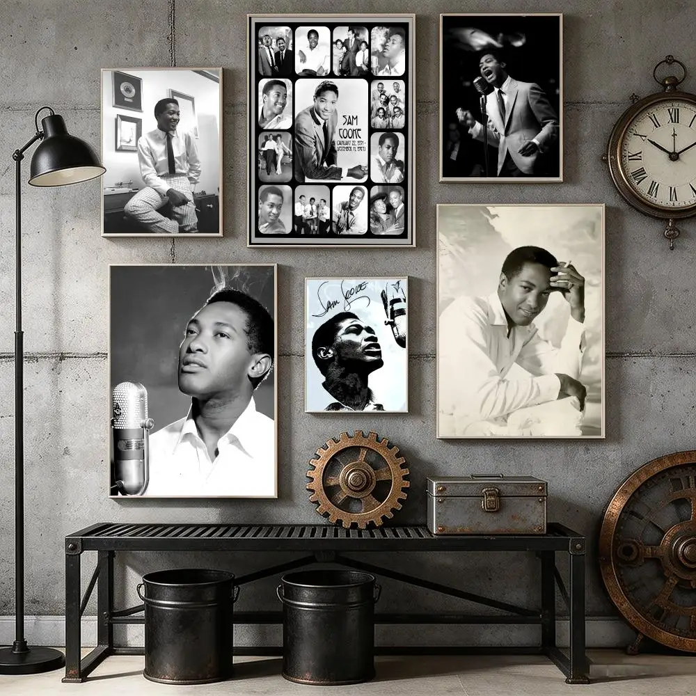 King of Soul S-Sam C-Cooke Poster Home Bar Wall Art Sticker Waterproof Self-Adhesive Mural for Living