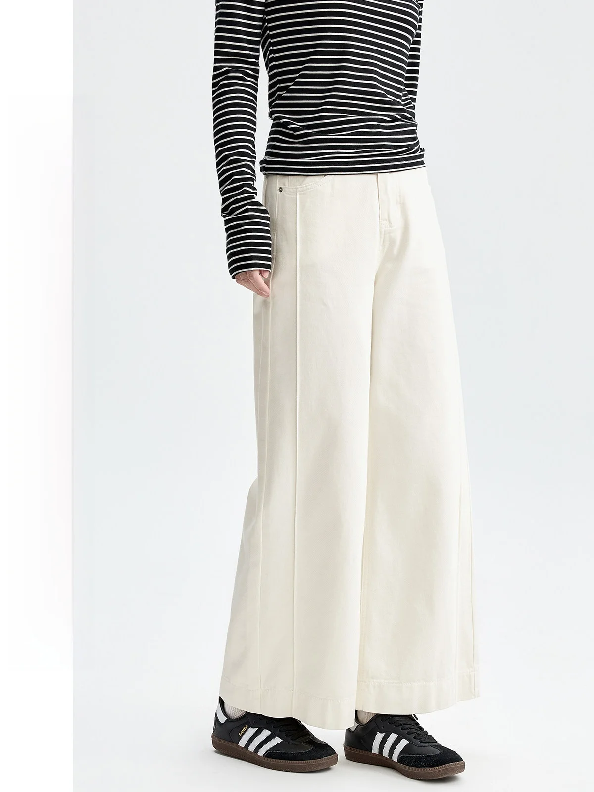 

Женские повседневные брюки с высокой талией, прямые, свободные, широкие штанины, осенние, универсальные, стройнящие, повседневные брюки от Guier