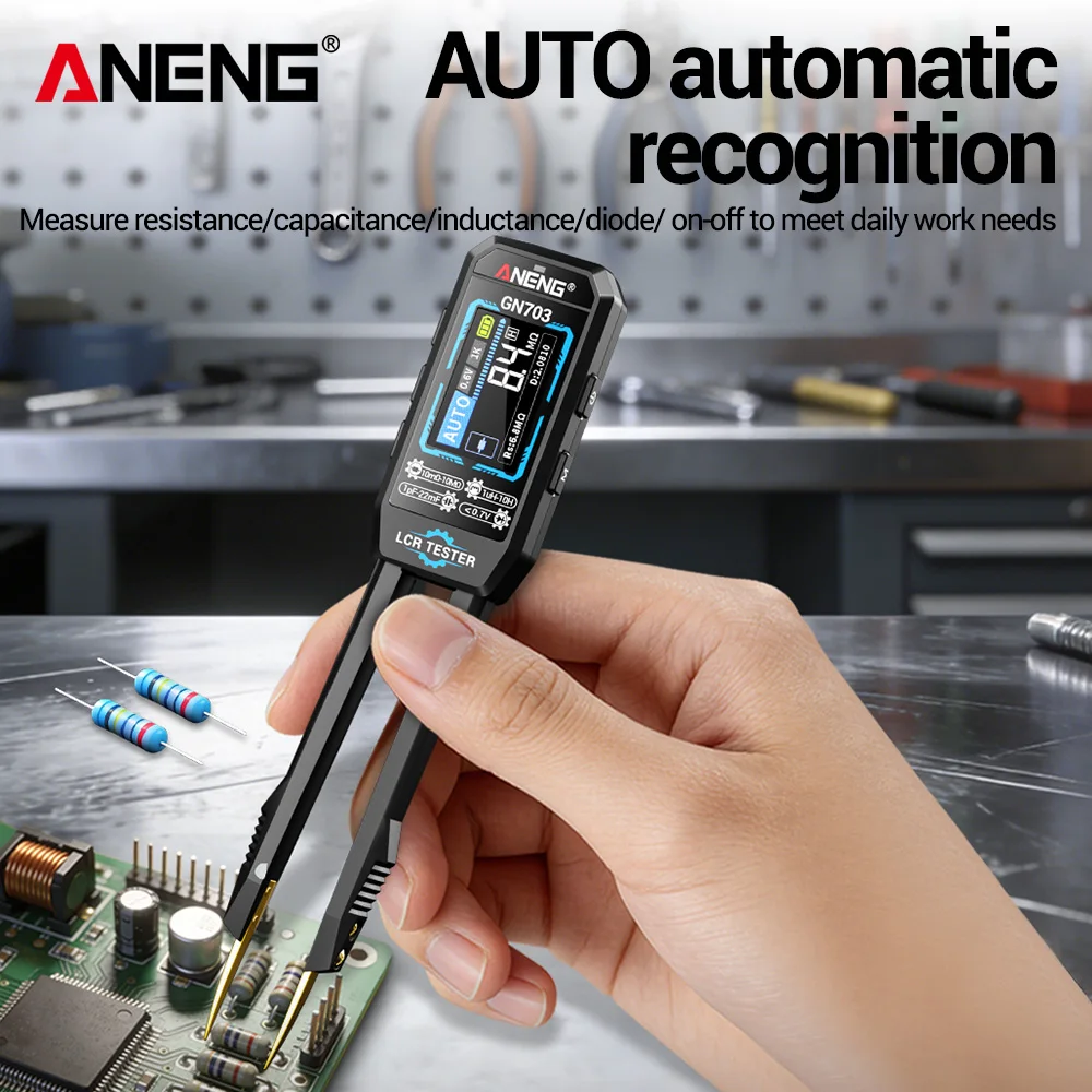 ANENG GN703 LCR Bridge Tweezers Built-in Lithium Battery 100Hz/1K/10K Precision Capacitor Resistor Inductor Diode Tester view 4