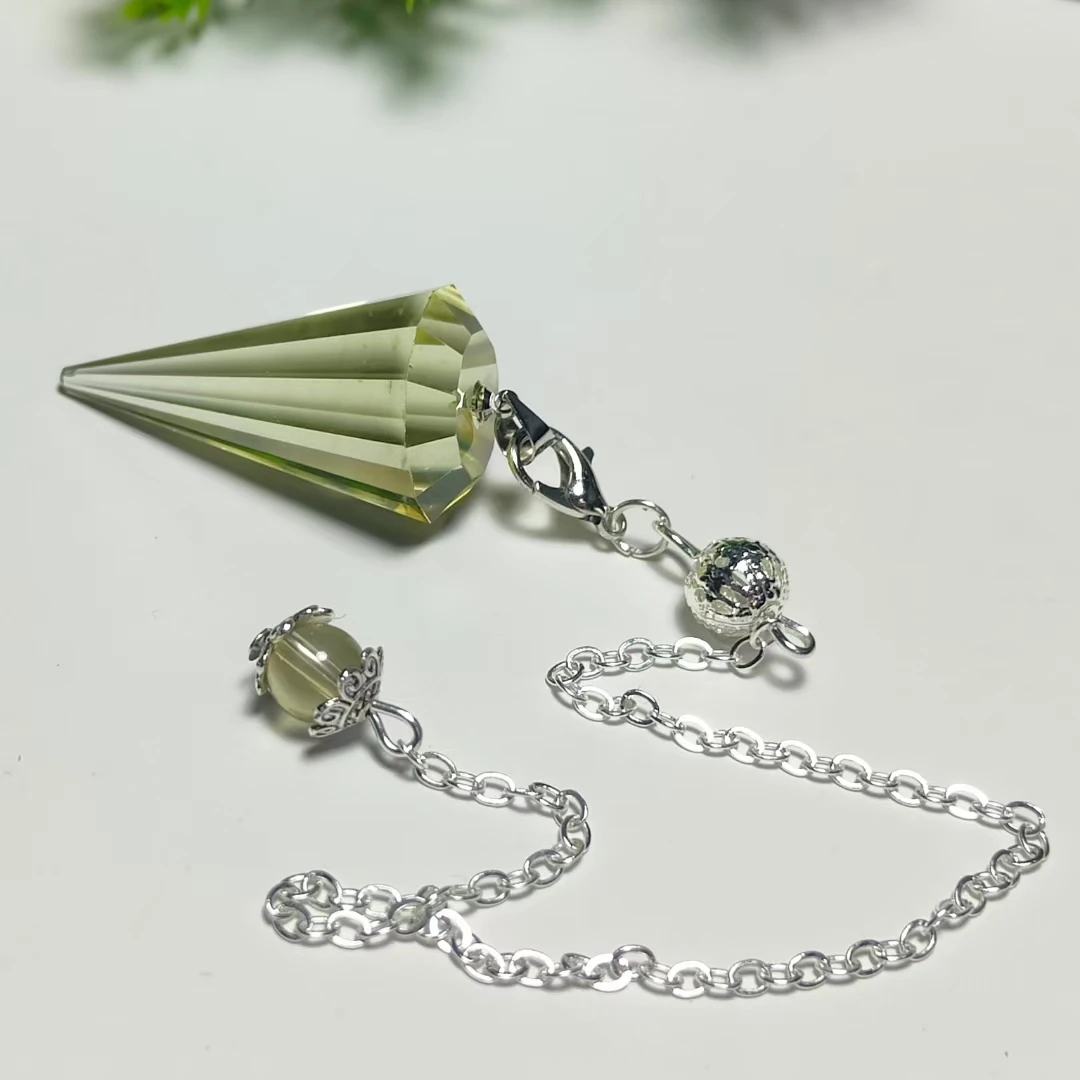 Natural Healing Yellow Crystal Hexagon Pyramid Reiki Pendulum Pendant Divination Dowsing Chakra Stone Pendulos Amulet Jewelry