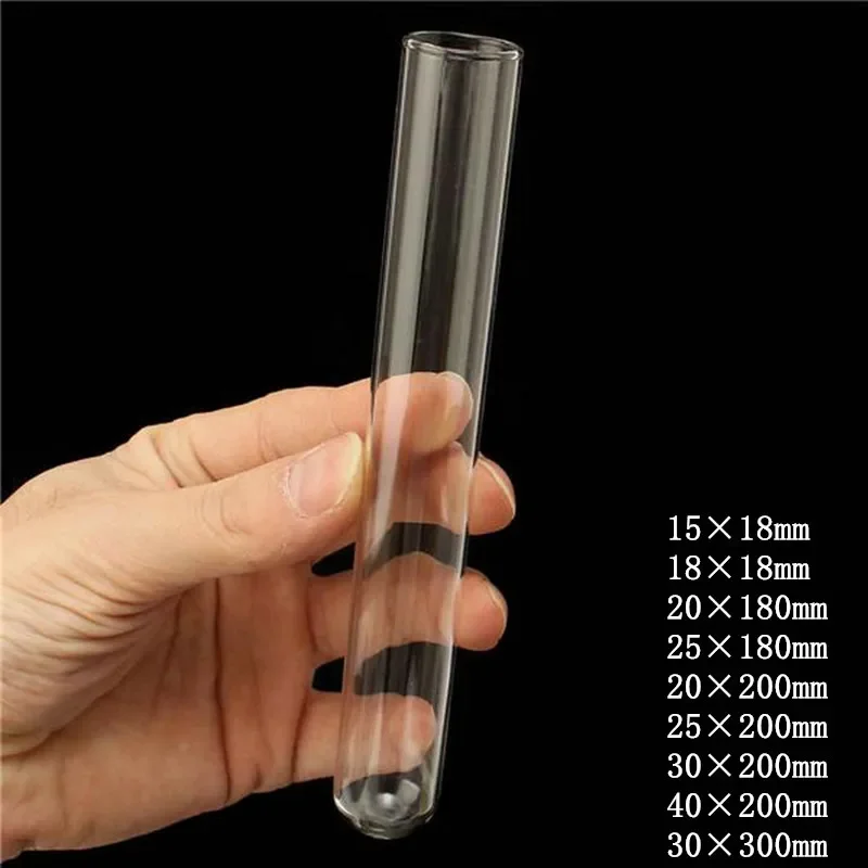 

12Pcs/lot Length 180/200/300mm Transparent Glass Test Tubes with Round Bottom for School/Laboratory Glassware