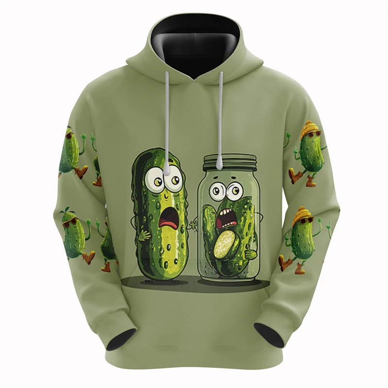 Harajuku Fashion Pickles Graphic Sweatshirts Cartoon Pickle Unisex Hoodie Funny Vegetable Cucumber 3D Printed Man Hoodies Tops