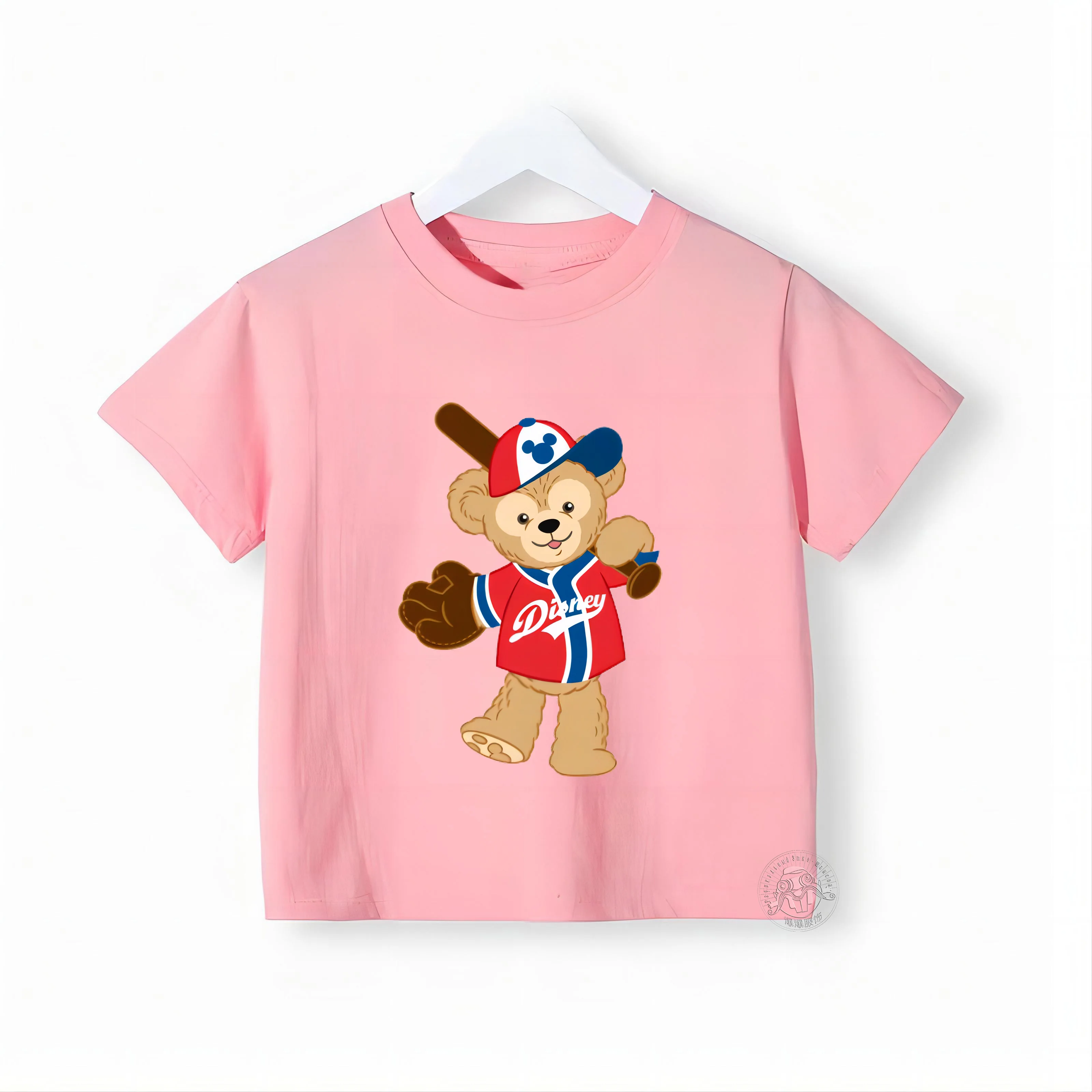 Leisure children's clothing round neck T-shirt cartoon printed bear men and women's comfortable short sleeved pure cotton top