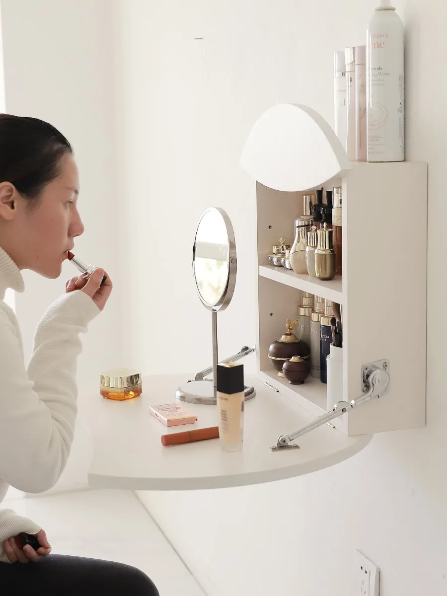 Wall-Mounted Invisible Foldable Desk Computer Desk Wooden Storage Makeup Table Study Table Small Apartment Desk