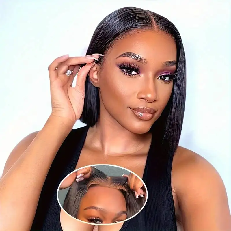 12 بوصة Hd الدانتيل الباروكة الأمامية 4x4 الدانتيل الجبهة الباروكات شعر الإنسان 220 الكثافة العظام مستقيم الدانتيل الشفاف خصلات الشعر المستعار الإنسان للنساء