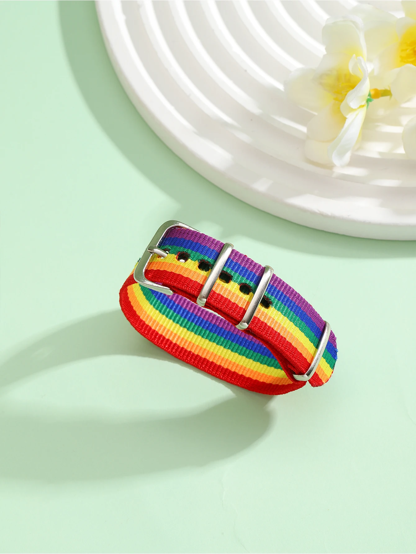 Europe and the United States ins colorful bracelet simple rainbow bracelet casual canvas bracelet Hyuna advanced sense