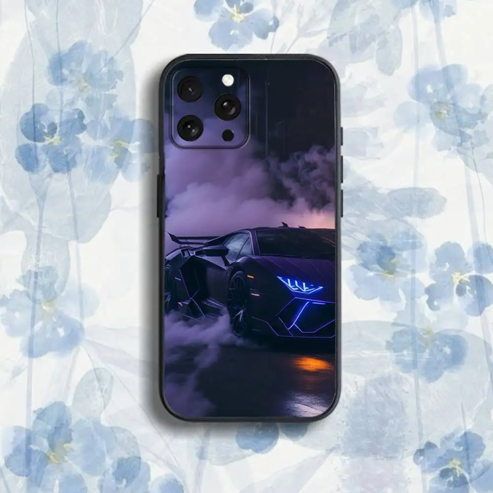 車 A-Lambor-ghinisES スマホケース iPhone 17、16、15、14、13、12、Pro、Max、Plus、E、SE4、Air、Mini対応 ブラック ソフトケース