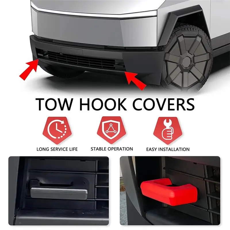غطاء خطاف السحب الأحمر مناسب لملحقات خطاف السحب الأمامي Tesla Cybertruck 2024 2025 #3