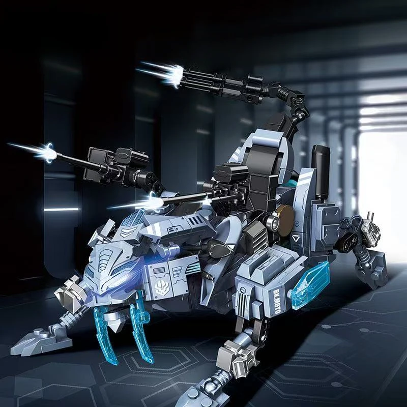

New Building Block Gu Hunting Tooth Mecha Fighting Animal Model Assembling Ornaments Children's Educational Toys Gift Collection