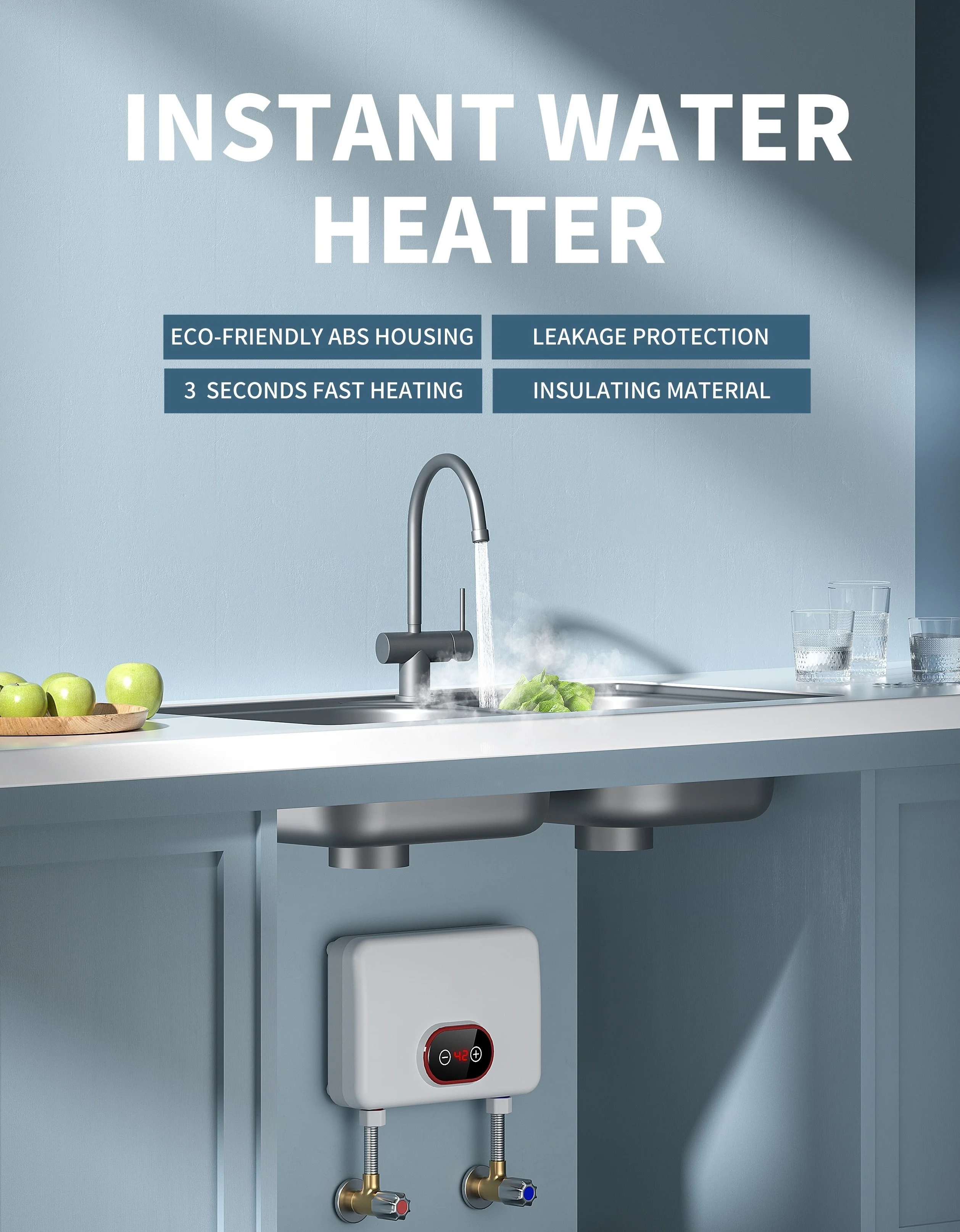 Instant Electric Mini Tankless Water Heater Hot Instantaneous Water Heater System For Kitchen