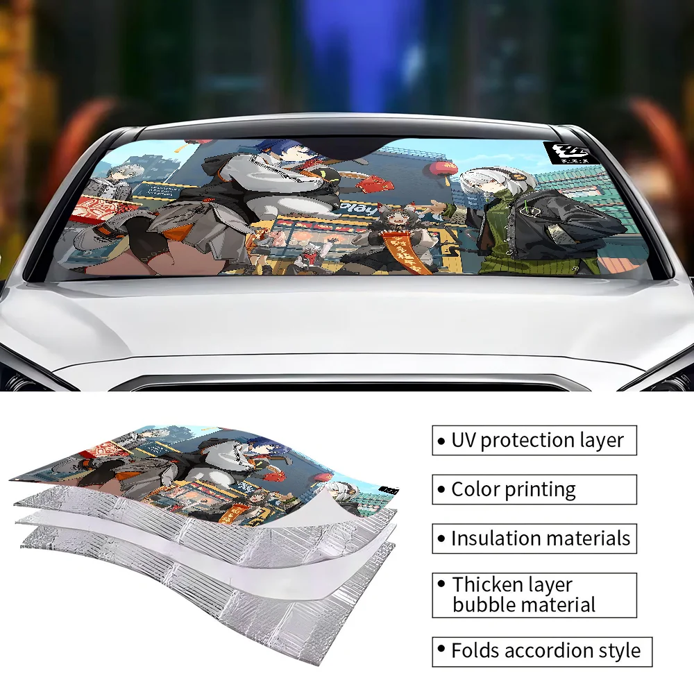 Zenless Zone Zero การ์ตูนกระจกรถบังแดดสัตว์ตลกกระจกบังแดดหน้าต่างรถยนต์พับรังสี Sun Visor Protector
