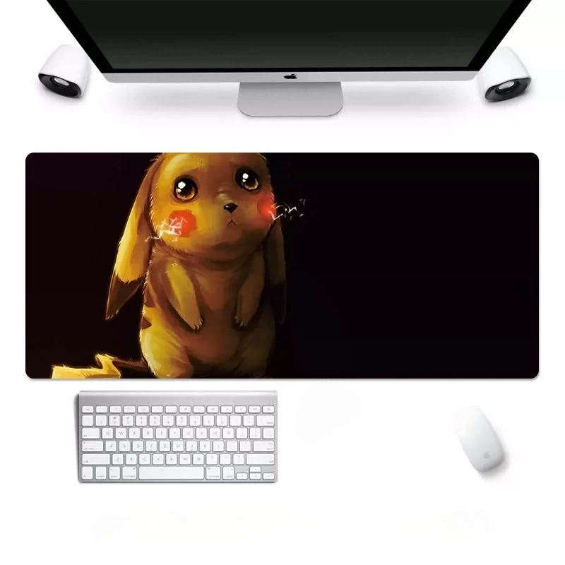 

Cute Creative and Fun Detective Pikachu Oversized Leather Mouse Pad Pokémon Locking Edge Non-slip and Dirty-resistant Desk Pad