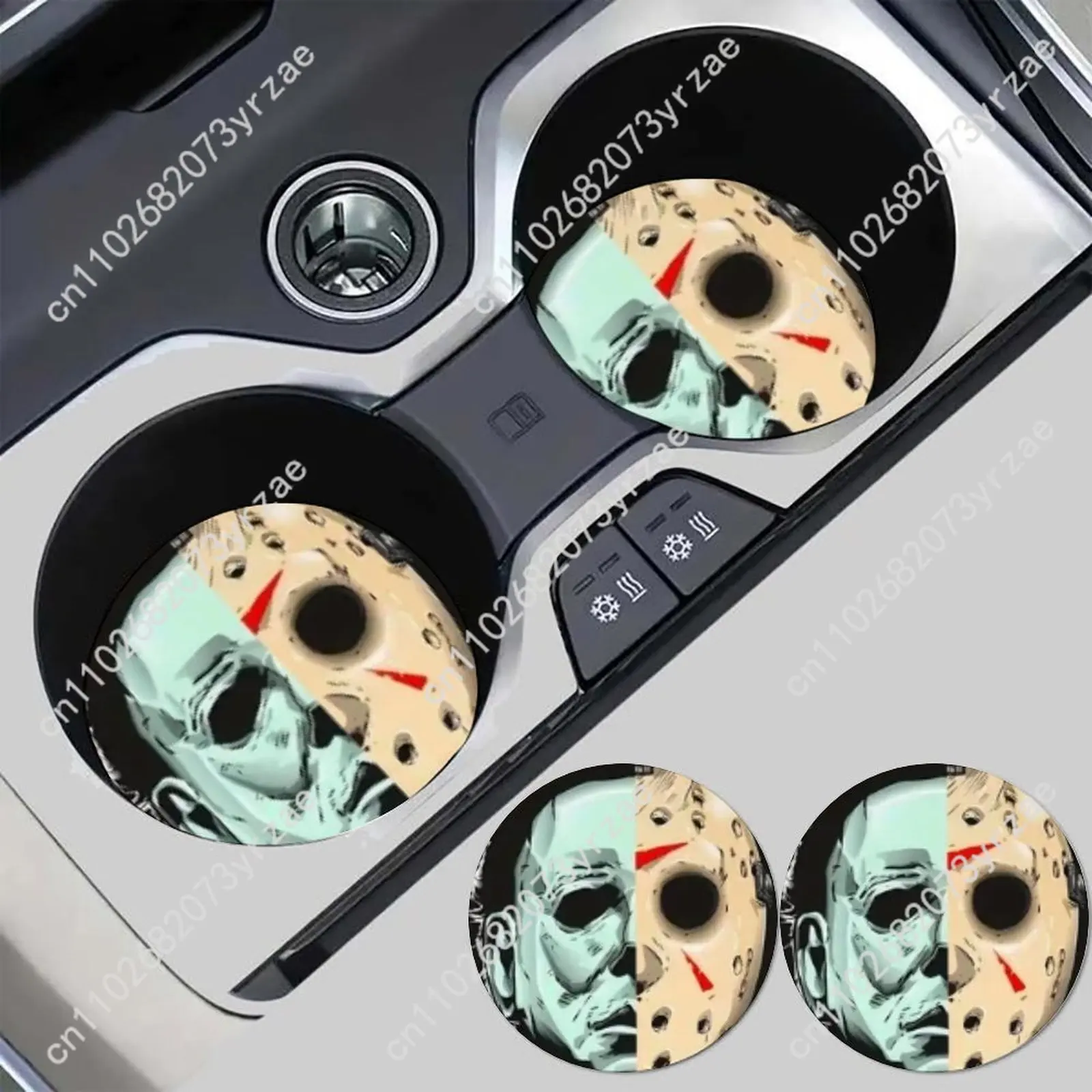 

Easter Christmas Car Coasters 2pcs Absorbent Anti Slip Car Coasters Scalding Waterproof Easy Clean Car Interior Accessories