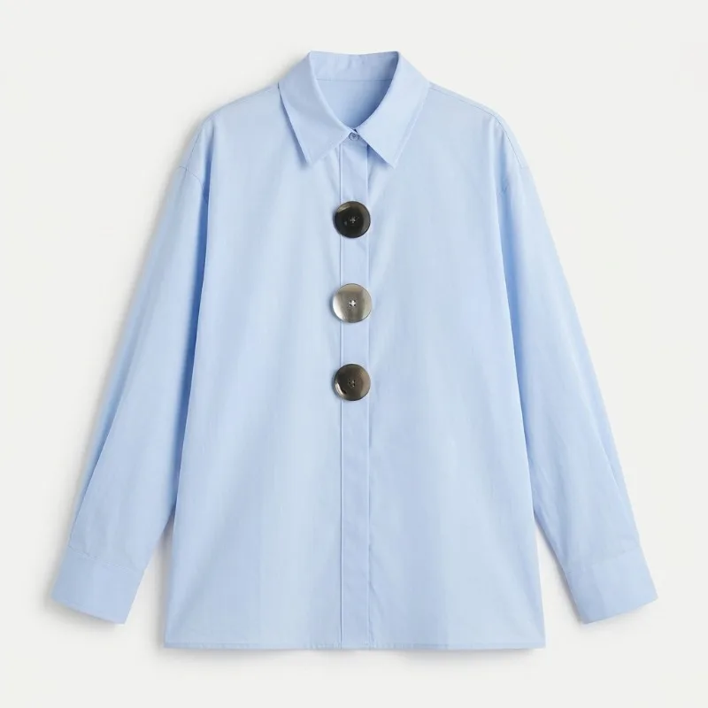 

Женские блузки Uoozee в французском стиле, белые, с длинными рукавами, свободные, на пуговицах, плиссированные, с отложным воротником, для отпуска, летние, новинка 2026 года