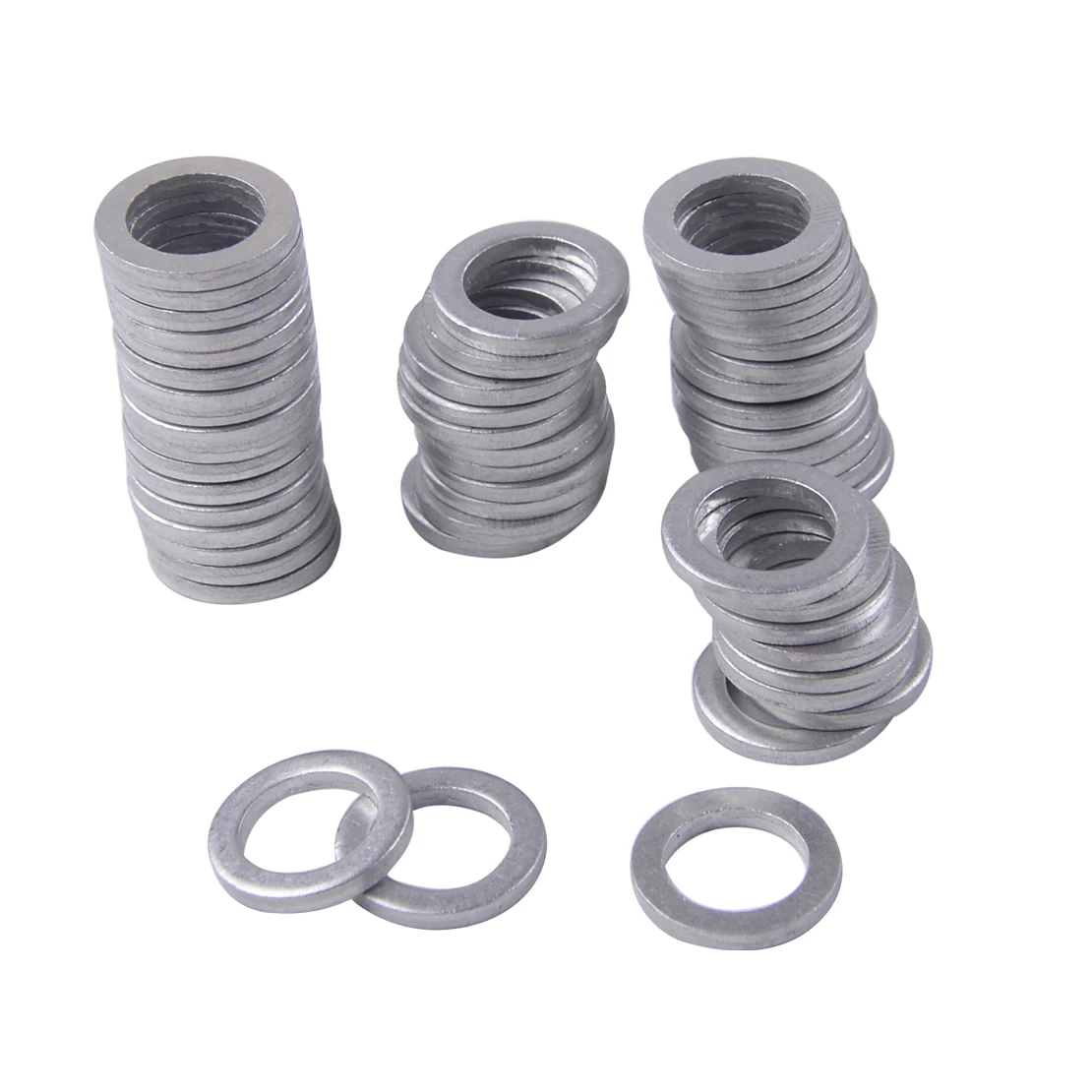 Silver Aluminum Alloy 50pcs Car Engine Oil Crush Washers Drain Plug Gaskets Seal 8mm ID. 12mm OD