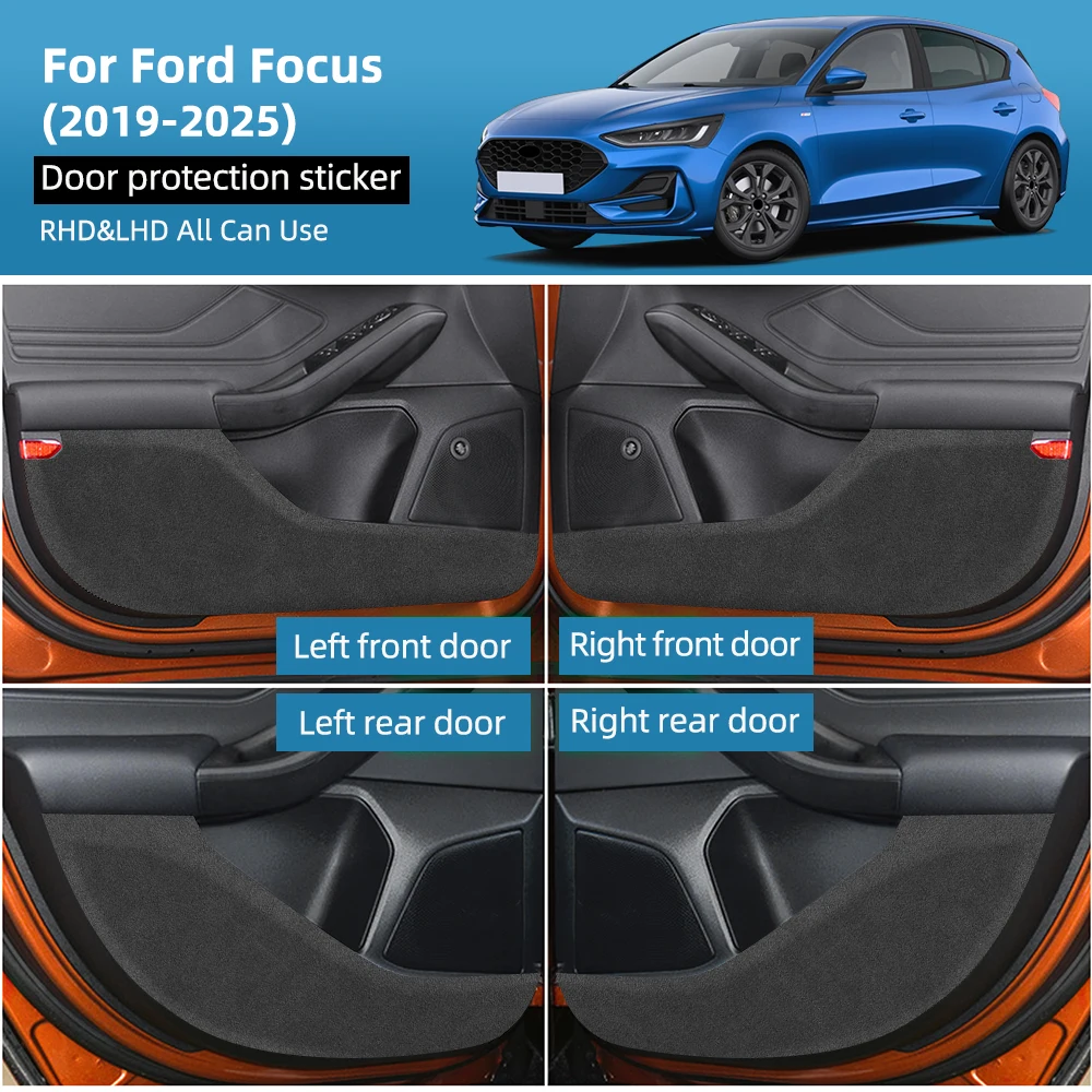 

For Ford Focus Mk4 2019 2020 2021 2022 2023 2024 2025 Premium Suede Door Anti-kick Pad Car Leather Carbon Sticker Accessories