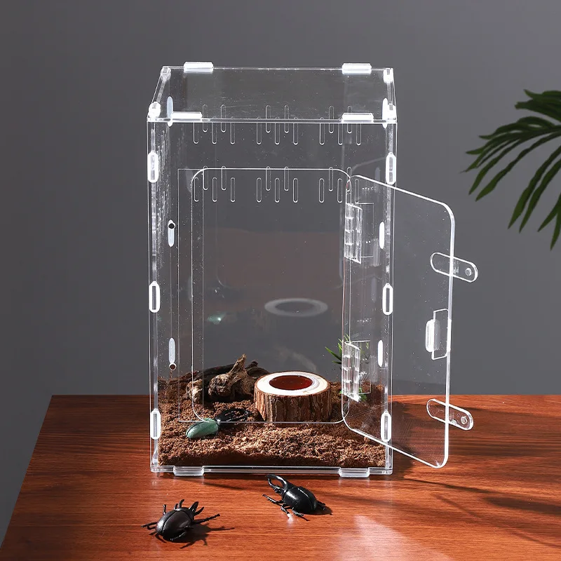 Acrylic Transparent Reptile Breeding Box Arboreal Terrarium for Insect Spider Lizard Scorpion Feeding Cage