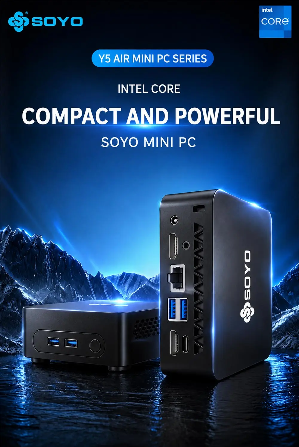 SOYO Windows 11 Pro Y5 Air Mini PC Intel Core i5‑4250U 8GB DDR3 RAM 128GB M.2 2280 SSD Desktop Computer Dual HDMI1.4 DP USB3.0