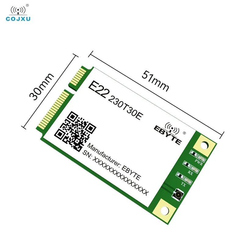 Wireless LoRa Spread Spectrum COJXU E22-230T30E MINI PCIE Standard Interface UART/RS485/RS232/USB Distance 10KM 30dBm