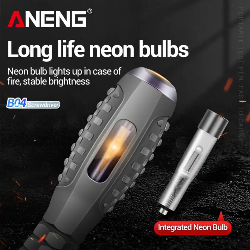 B04 Voltage Tester Pen Slotted Phillips Screwdriver Neon Bulb Magnetic Pen Tip Non-Contact Insulated Electrician Test Pen Tools