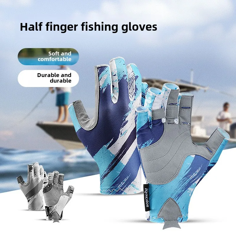 Fishing gloves Summer Outdoor Fishing Gloves Half Finger Sports Training Fitness Non-Slip Wear Breathable