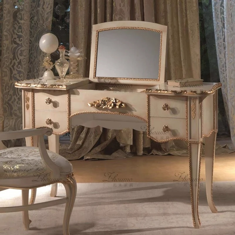 

Luxury Nordic Style Dressing Table Rustic Mirror Bedroom Makeup Dressing Table Princess Girls Schminktische Home Accessories