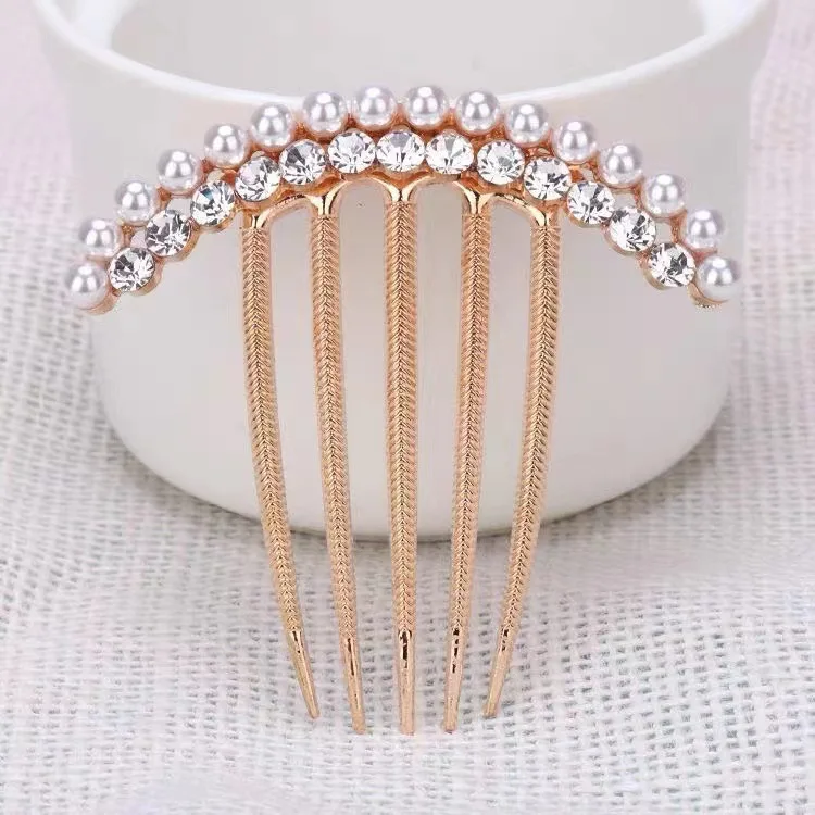 Pearl Water Diamond Metal Pan Haareinsatz Kamm Kugelkopf Neujahr Pan Haarkamm Haarnadel Muttertag Urlaub Geschenk Haarschmuck – Detail 1