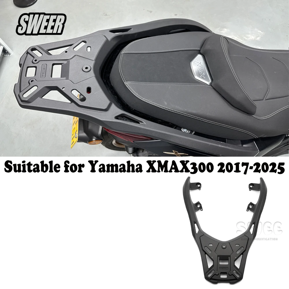Motorcycle Modified Integrated Aluminum Rear Carrier Rack Pre-Drilled For Tail Box And Backrest Fit Yamaha XMAX300 2017-2025