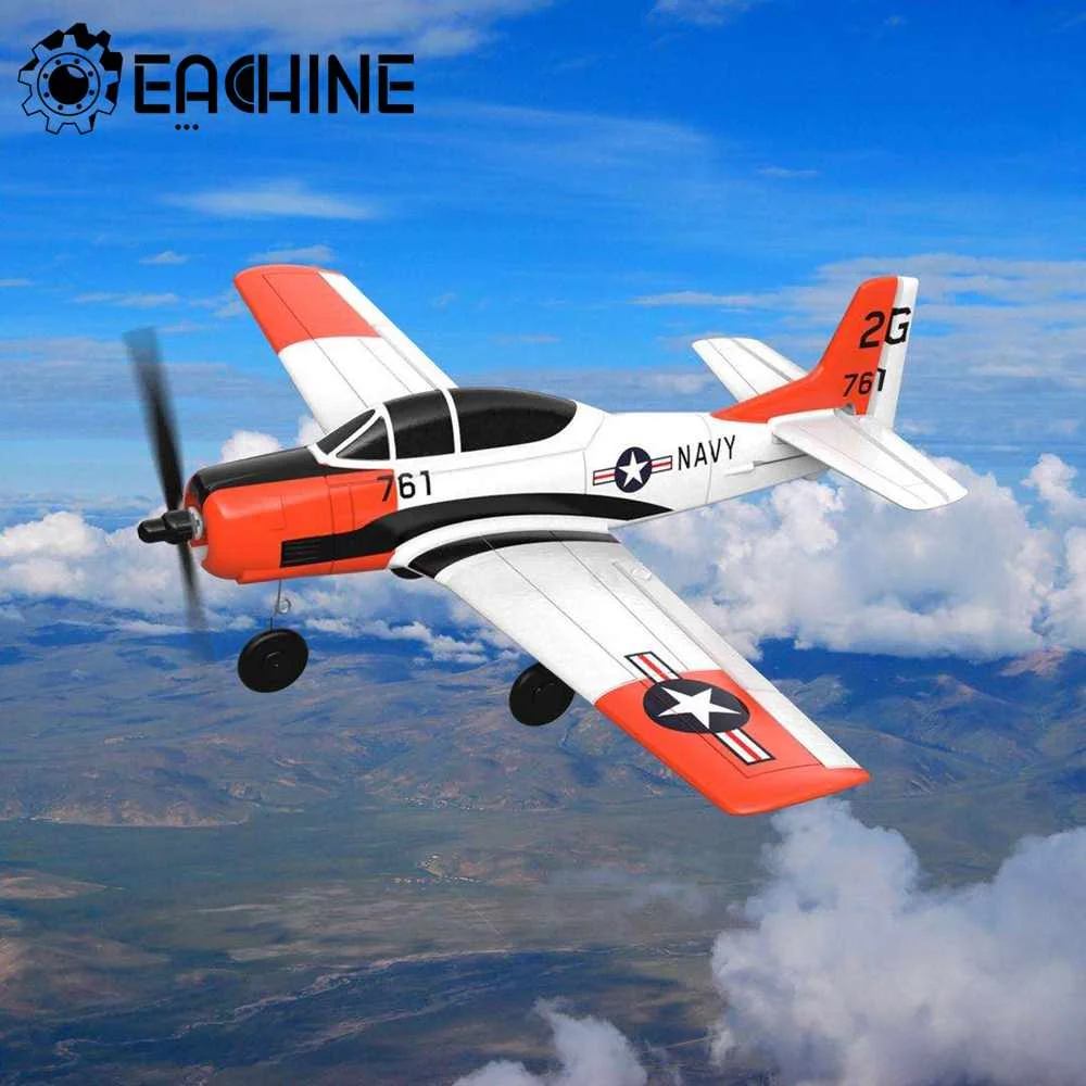 

Eachine Mini T-28 RC Airplane Trojan EPP 400mm Wingspan 2.4G 6-Axis Gyro Trainer Fixed Wing RTF One Key Return for Beginner