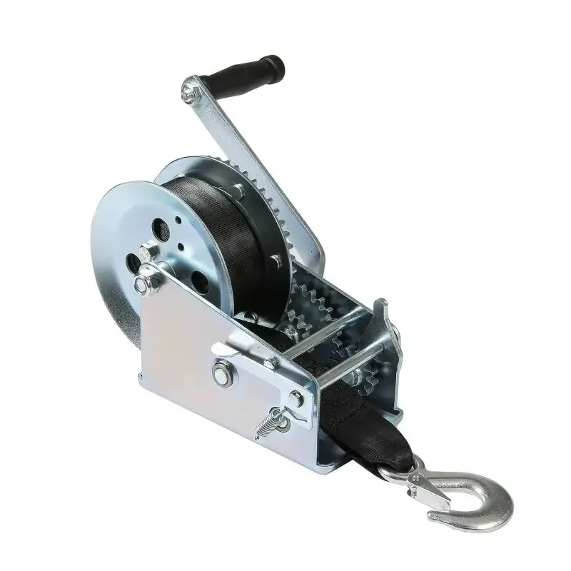 

600/3500LB Hand Gear Winch Gear Reel with 7 Meters Black Webbing for Truck and Trailers