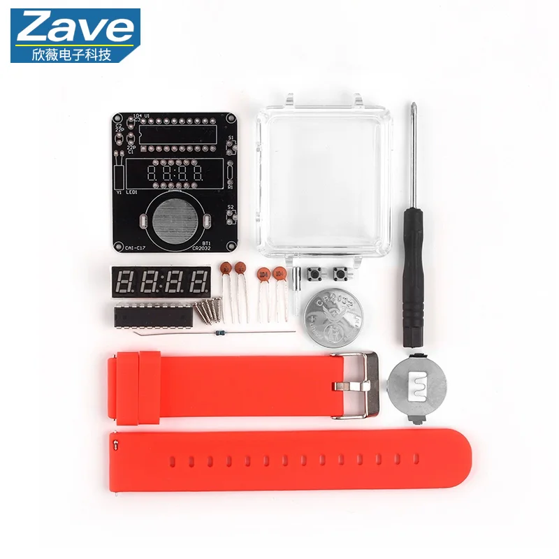 LED Watch Kit - DIY Electronic Watch Spare Parts, Soldering-Required Transparent Creative Single-Chip Microcomputer Nixie Tube C