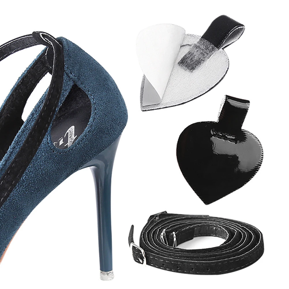 

2 Sets Anti-Drop Heel Straps Black Elastic Shoe Accessories Replacement Ankle Strap For High Heels Sturdy Foot Care Tool Heel