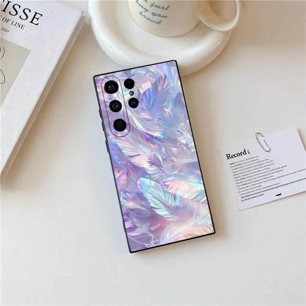 ريشة الغزل الملمس قضية الهاتف لسامسونج غالاكسي S25 الترا S22 S23 S24 الترا S21 S20 5G واقية لينة سيليكون بولي TPU Funda