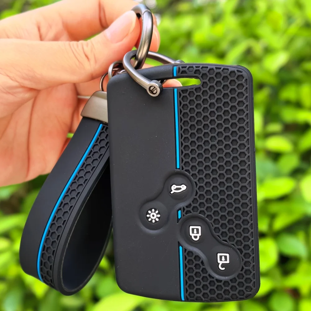 Silicone Car Key Cover For Renault Kadjar Captur Clio Megane 2 3 4 RS Koleos Logan Scenic Duster Card Case Key CHAIN Accessories