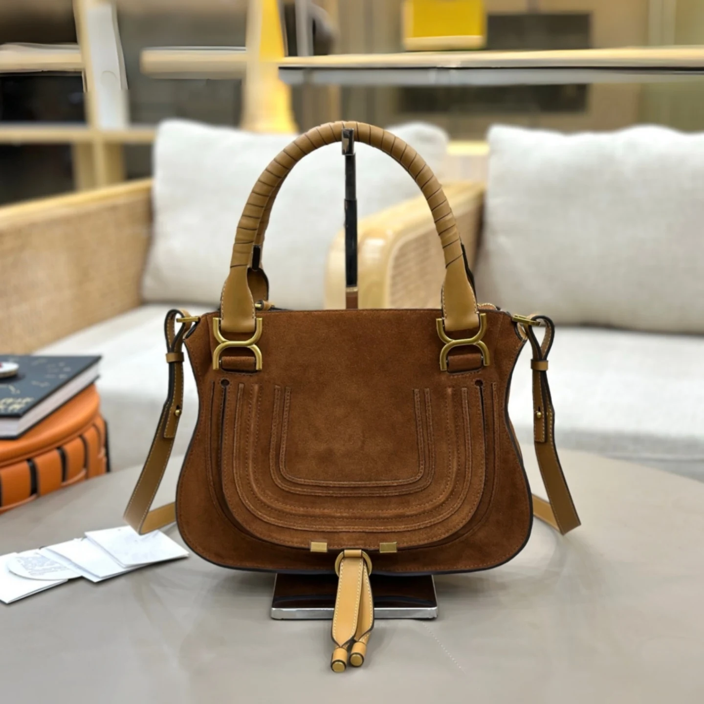 

Retro Suede Saddle Bag Vintage Cowhide Crossbody Shoulder Purse Large Capacity Handbag Satchel for Women High Quality