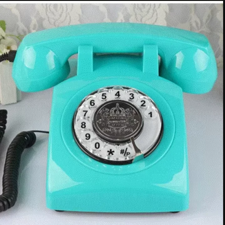 Retro metal ringtone vintage old fashioned rustic home rotating disk landline Corded fixed phone