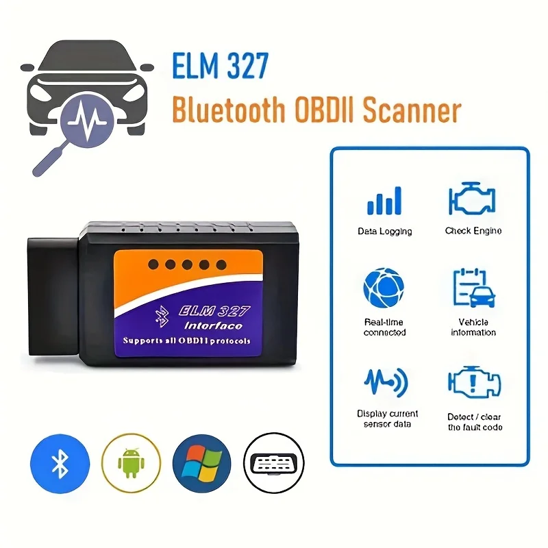 ELM327 Bluetooth OBD2 Scanner OBDII Adapter Car Accessories For IOS Android 1PC Auto Diagnostic Scan Tool Car Fault Code Reader