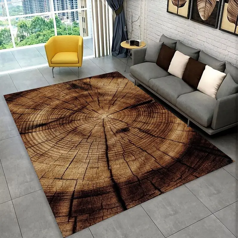 Natural Wood Grain Retro Tree Rings Large Area Rug Non-slip Carpet for Bedroom Living Room Sofa Doormat Home Decor Floor Mat