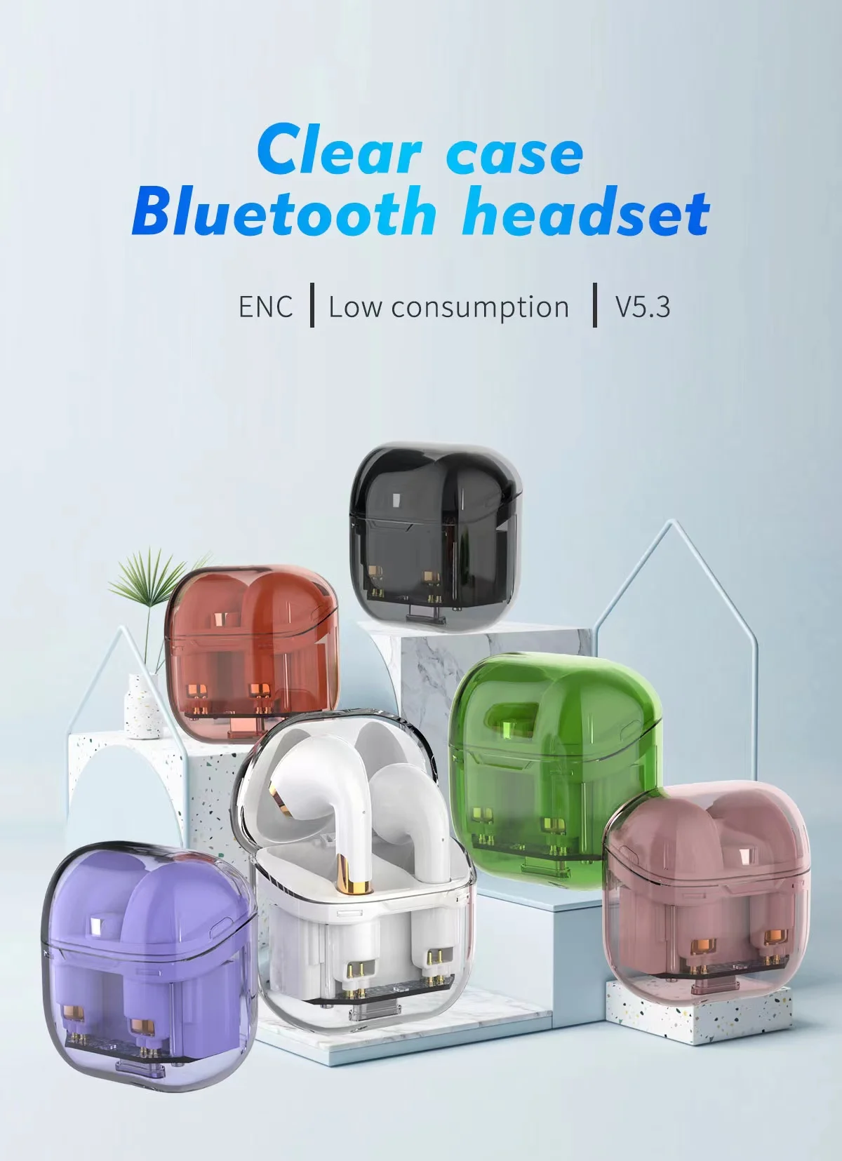 

Transparent True Wireless Low-latency Earphone Gaming Bluetooth Version 5.3 Portable Mini Running Sports Stereo Headphones