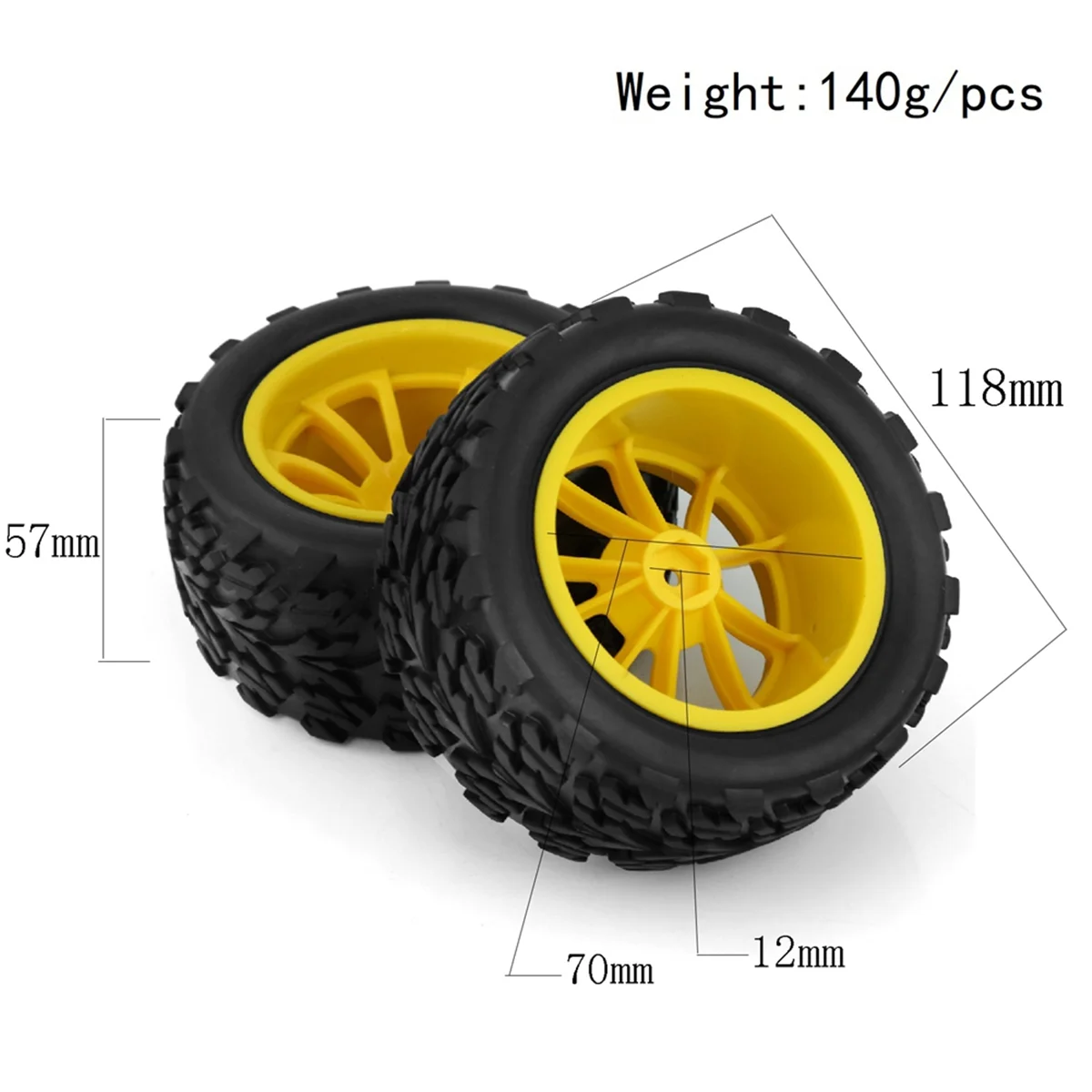 4 stuks 118MM 1/10 RC Monster Truck Buggy Band Wiel Foam Insert 12mm Hex voor Traxxas Arrma Redcat HSP Tamiya, Wit