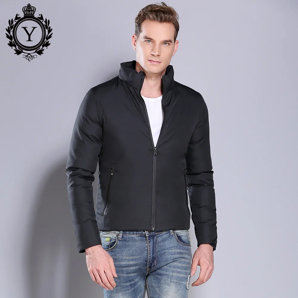 

2020 new European and American short solid color stand collar men's autumn coat slim thin cotton padded jacket