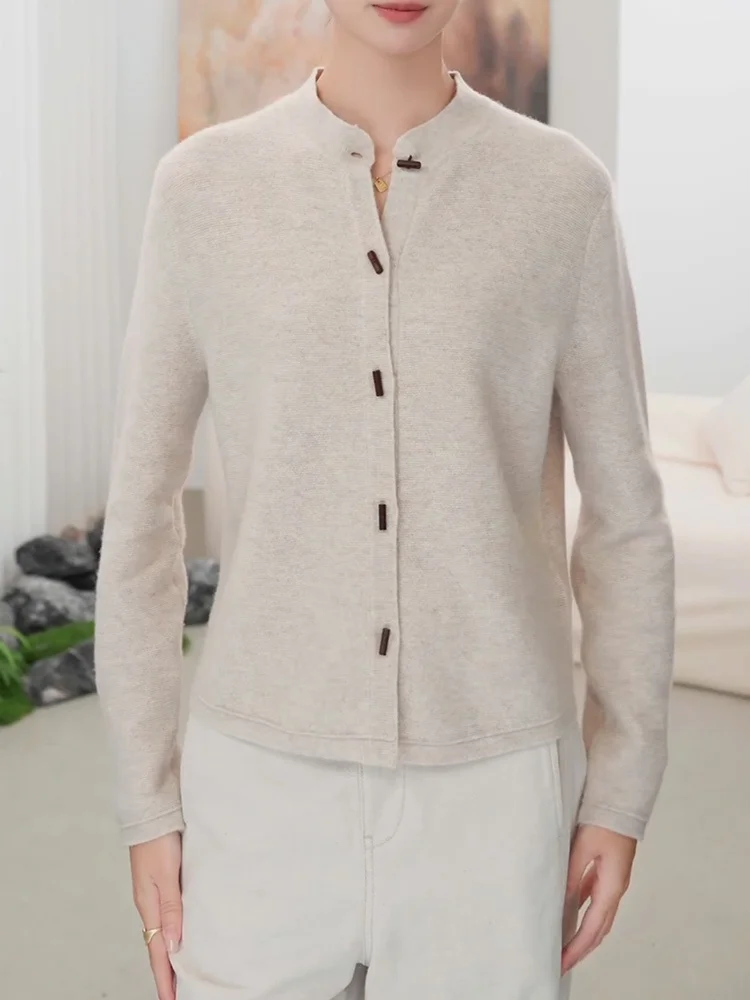 

Pure Color round Ne Knitwear Casual Women's Inner Wear Autumn New Sle plus Size Ele Beige Versatile Top