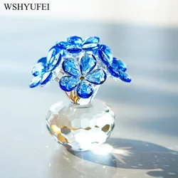 High End Crystal Glass Blue Forget Me Not Flower Home and Office Desktop Decorations Mother's Day Fairy Living Room Decoration