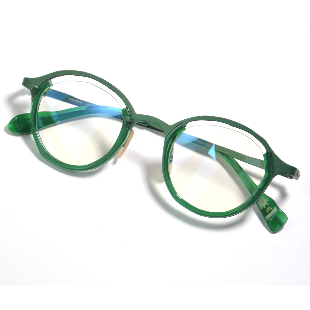 Janpan Brand Design Irregular Asymmetrical Pure Titanium Eyeglasses Trendy Personality Alternative Rock Style Eyewearing